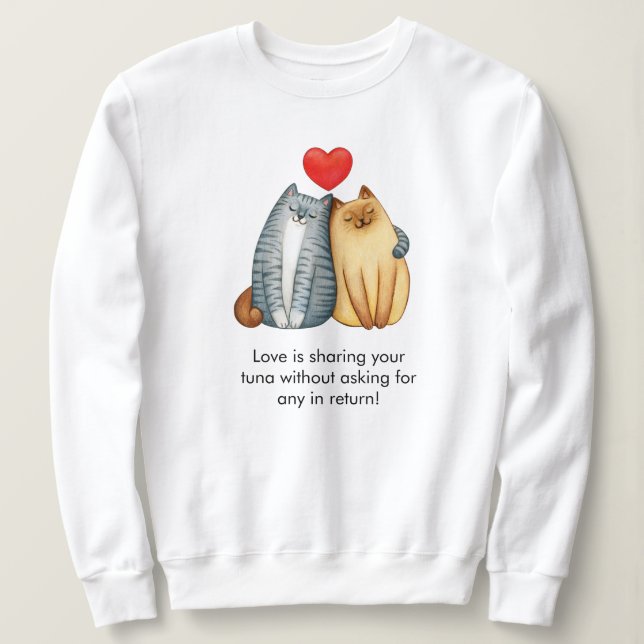 Sweatshirt Chat Couple Amateurs Cute Funny Heureuse Sainte-Va (Design devant)