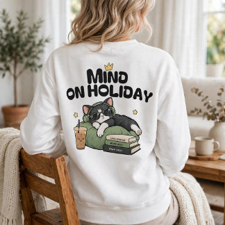 Sweatshirt Chat Cozy en Vacances Mentales