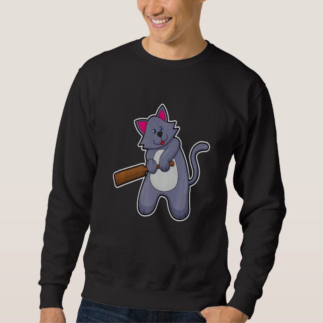 Sweatshirt Chat Cricket Batte de cricket Sports   (Devant)