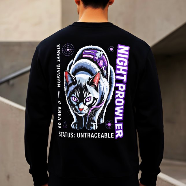 Sweatshirt Chat Cyberpunk - Cadeau de rôdeur nocturne pour le (Créateur téléchargé)