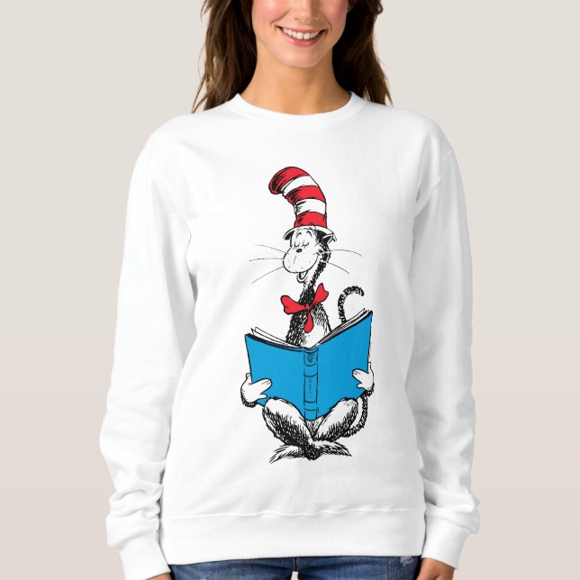 Sweatshirt Chat dans le chapeau en lecture (Devant)