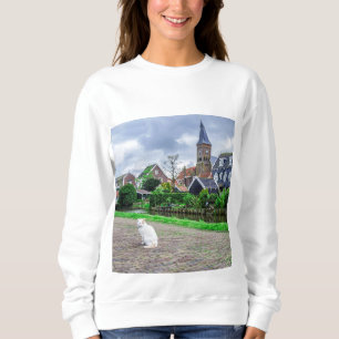 Sweatshirt Chat dans le village de pêcheurs traditionnel
