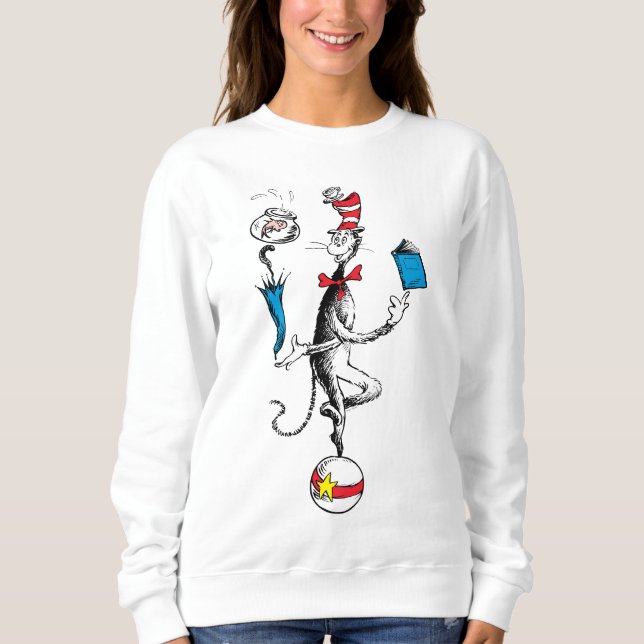 Sweatshirt Chat dans l'équilibre du chapeau (Devant)