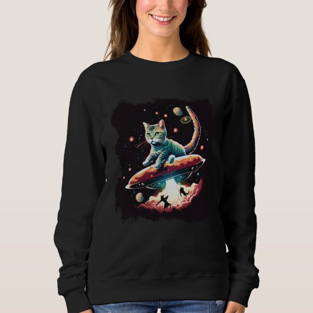 Sweatshirt Chat dans l'espace extraterrestre UFO Alien Abduct (Devant)