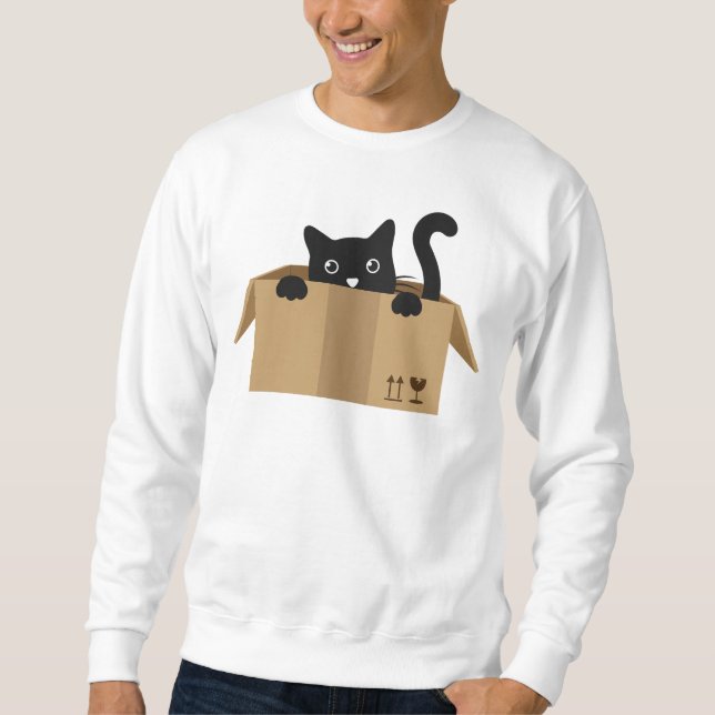 Sweatshirt Chat dans une boîte Cute Design animal (Devant)
