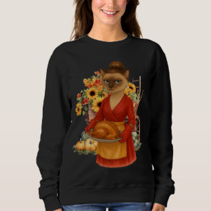 Sweatshirt Chat d'automne avec TURKEY pour Thanksgiving