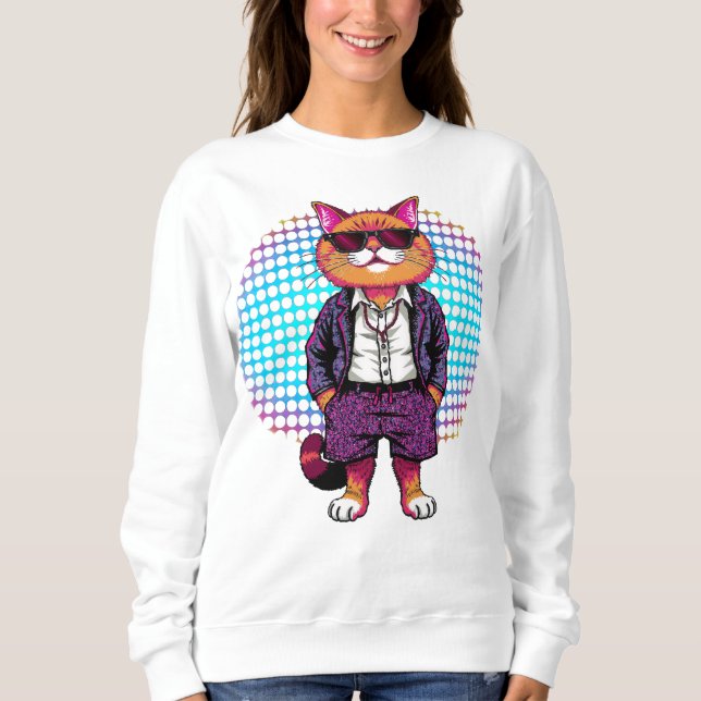 Sweatshirt Chat de fête en lunettes de soleil - Disco Outfit (Devant)