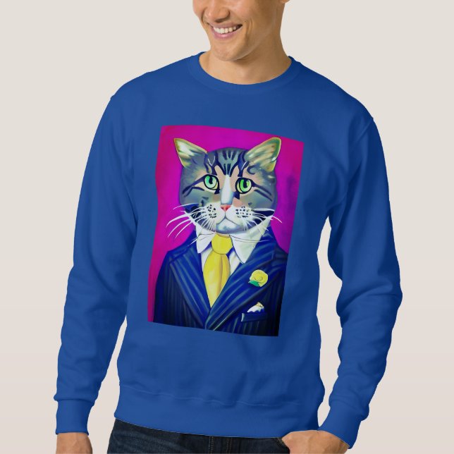 Sweatshirt Chat de gentillesse en costume et en Cravate (Devant)