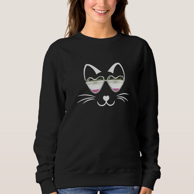 Sweatshirt Chat de la Pride Ace Ace Gris Asexuel (Devant)