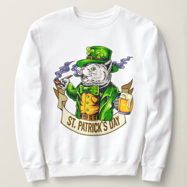 Sweatshirt Chat de la Saint Patrick (Design devant)