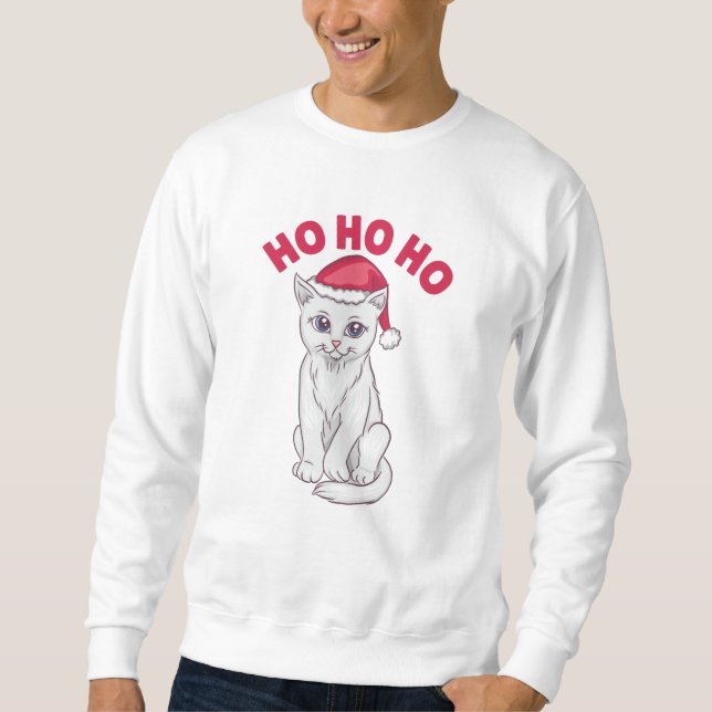 Sweatshirt Chat de Noël Ho Ho (Devant)