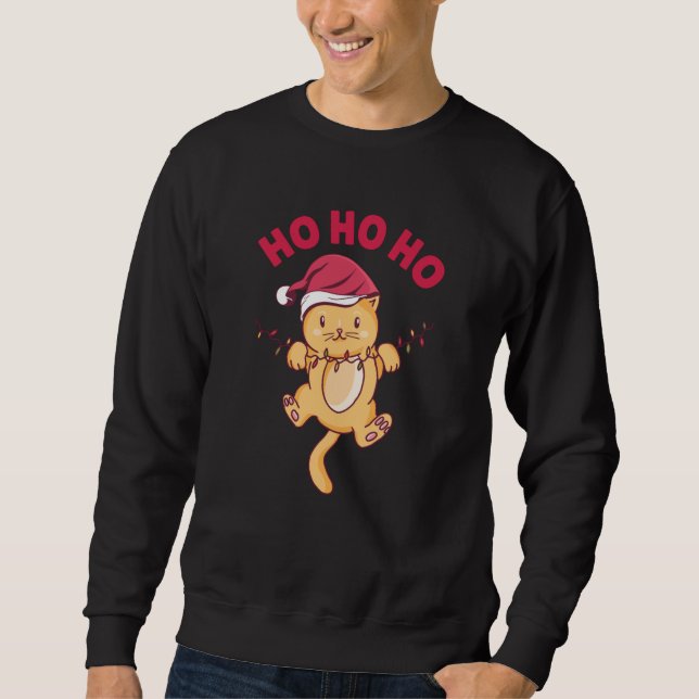 Sweatshirt Chat de Noël Ho Ho (Devant)