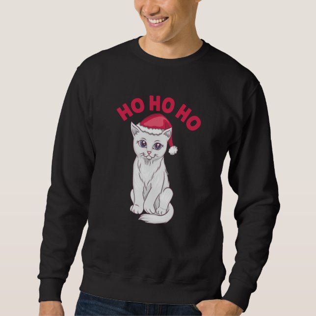Sweatshirt Chat de Noël Ho Ho (Devant)
