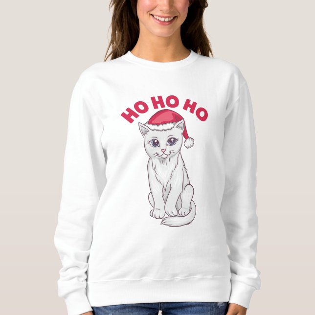Sweatshirt Chat de Noël Ho Ho (Devant)