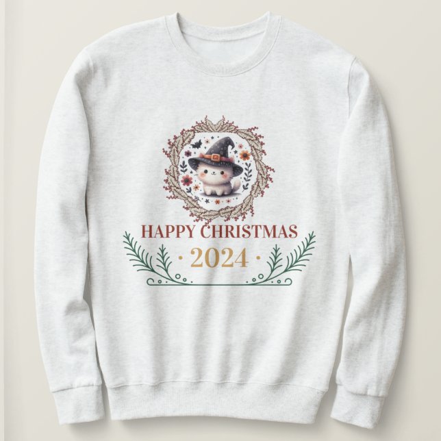 Sweatshirt Chat de Noël mignon T-Shirt 2024 - Festive Holiday (Design devant)