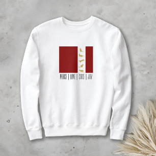 Sweatshirt Chat de Noël Rouge Moderne en Or