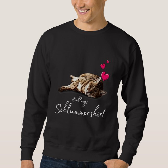 Sweatshirt Chat de sommeil préféré avec Pyjamas Coeur Chat Mo (Devant)