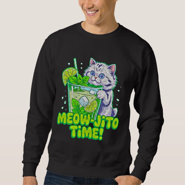 Sweatshirt Chat d'été Meow-jito - Kitten Tropical Drôle Mojit (Devant)