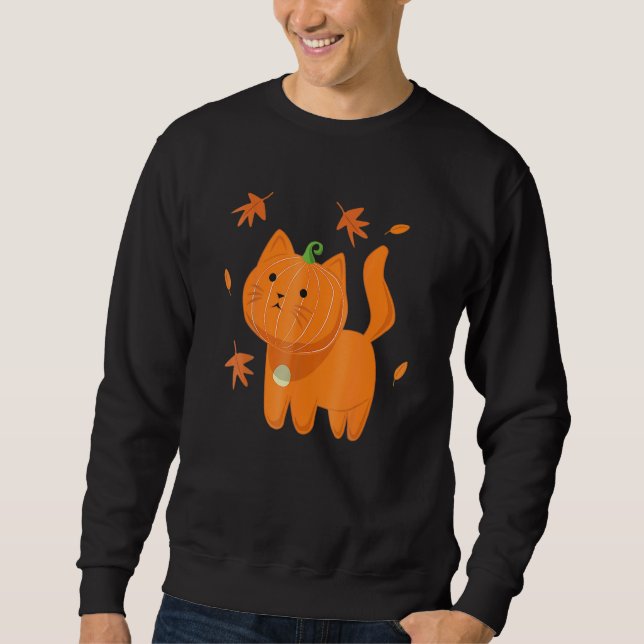 Sweatshirt Chat d'Halloween Citrouille Jack O Lanterne (Devant)