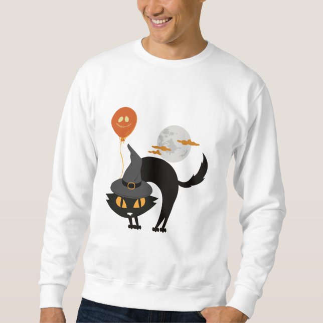 Sweatshirt Chat d'Halloween éffrayant (Devant)