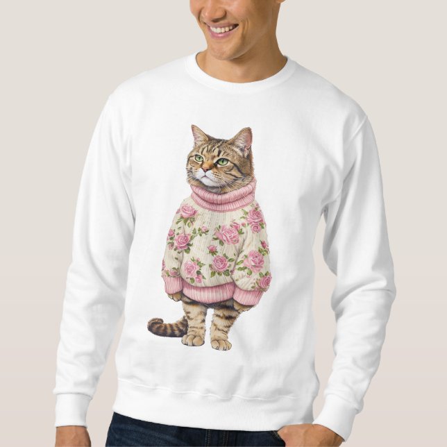 Sweatshirt Chat d'Hiver - Cadeau pour Amateur de C (Devant)