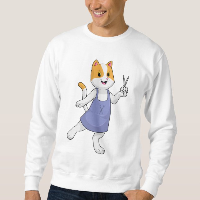 Sweatshirt Chat en coiffeur avec ciseaux (Devant)