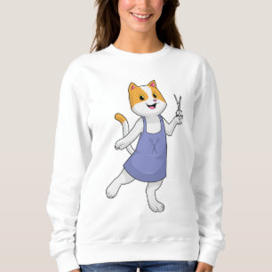 Sweatshirt Chat en coiffeur avec ciseaux