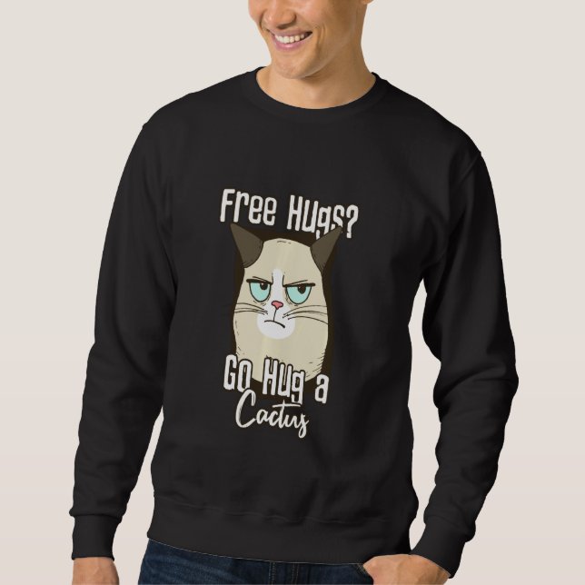 Sweatshirt Chat En Colère Accroche Un Cactus (Devant)