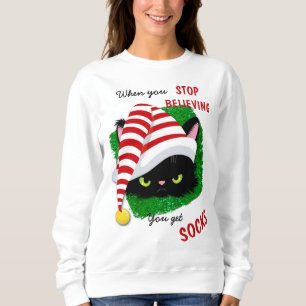 Sweatshirt Chat en colère Vert Vous Obtenez Chaussettes Noël