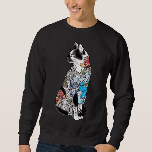 Sweatshirt Chat En Lotus Tattoo (Devant)