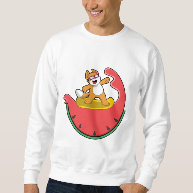 Sweatshirt Chat en surfeur avec pastèque (Devant)