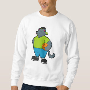 Sweatshirt Chat en tant que joueur de basketball avec ballon 