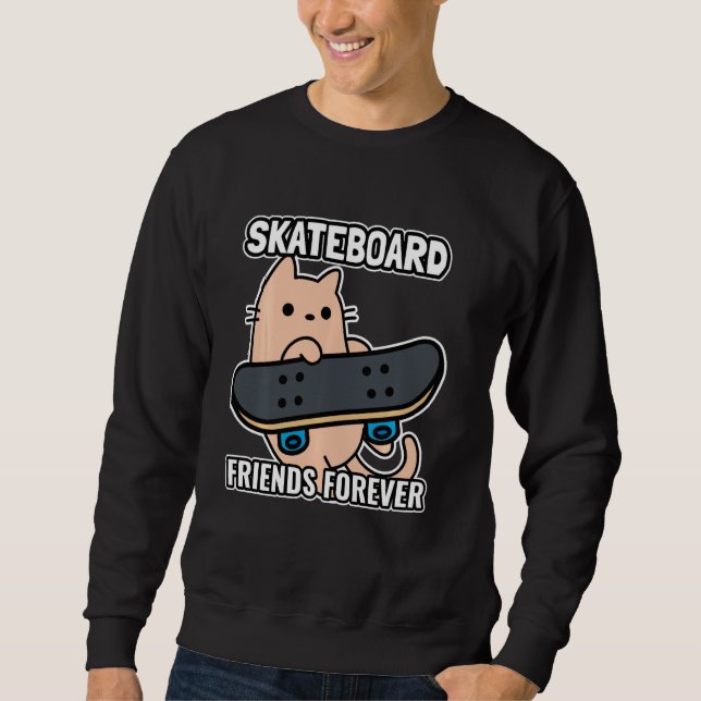 Sweatshirt Chat Et Ski Amis Pour Toute La Sk8 (Devant)