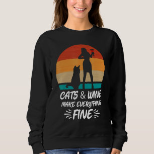Sweatshirt Chat Et Vin Design Chat Lady Vin