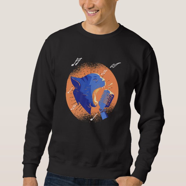 Sweatshirt Chat Feline Meow Animal Karaoke Microphone Chanteu (Devant)
