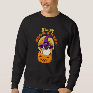 Sweatshirt Chat Happy Meow O Ween Witch Halloween
