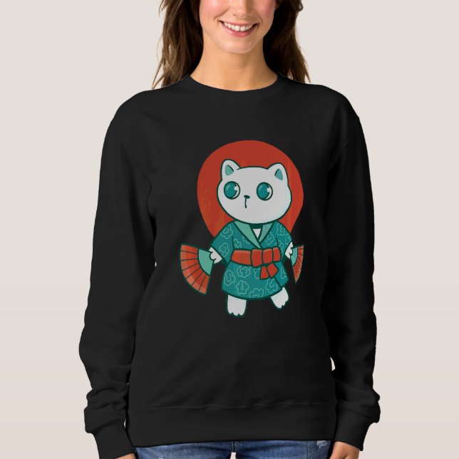 Sweatshirt Chat japonais Yukata (Devant)
