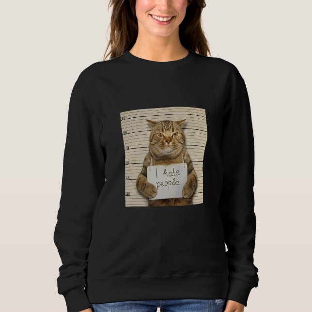 Sweatshirt Chat Je Déteste Les Gens Propriétaire Du Chat Chat (Devant)
