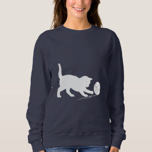 Sweatshirt Chat jouant avec la boule du fil en silhouette