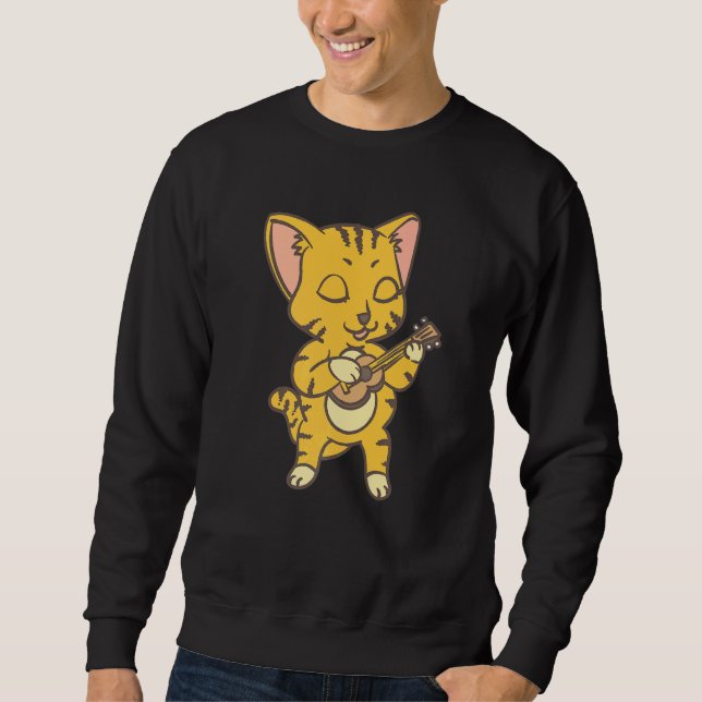 Sweatshirt Chat Jouer Ukelele Cool Kitten Uke Artiste (Devant)