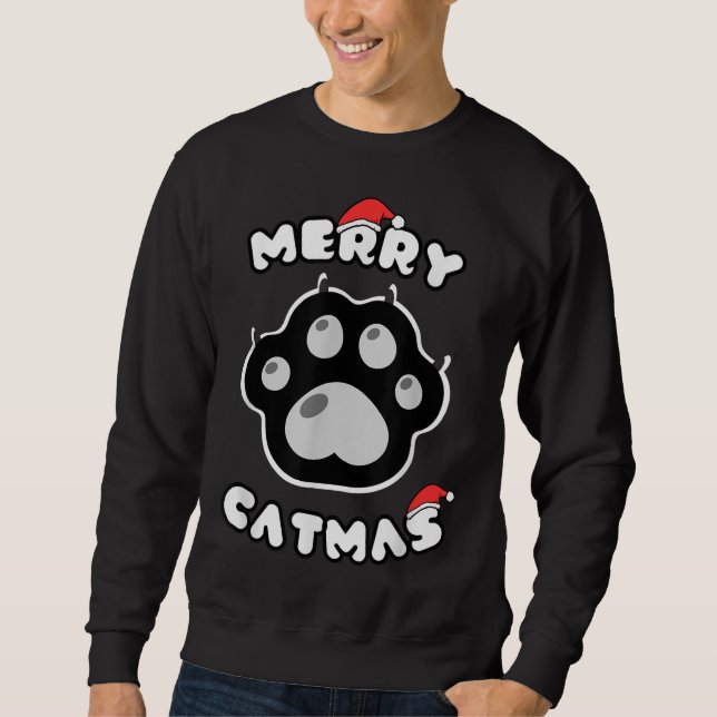 Sweatshirt Chat Joyeux Noël Joyeux pyjama de Noël pour Chat L (Devant)
