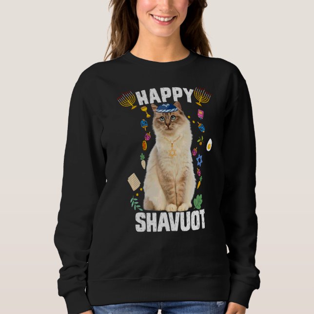 Sweatshirt Chat juif Kippah Happy Shavuot Matzah Shavuot Hol (Devant)