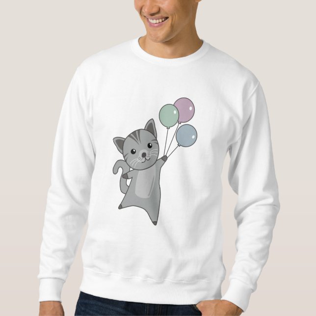 Sweatshirt Chat Kitten Ballons mignons Animaux Enfants (Devant)