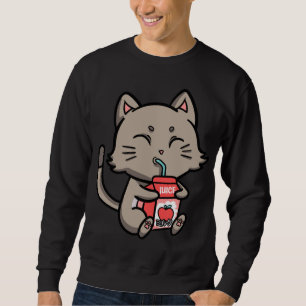 Sweatshirt Chat Kitten Boire Pomme Jus Fruit Anime Manga
