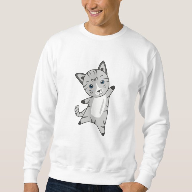 Sweatshirt Chat Kitty Gris Fourrure Nez mignon Animaux (Devant)