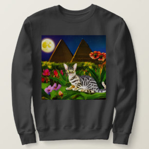 Sweatshirt Chat Mau égyptien dans un jardin de minuit