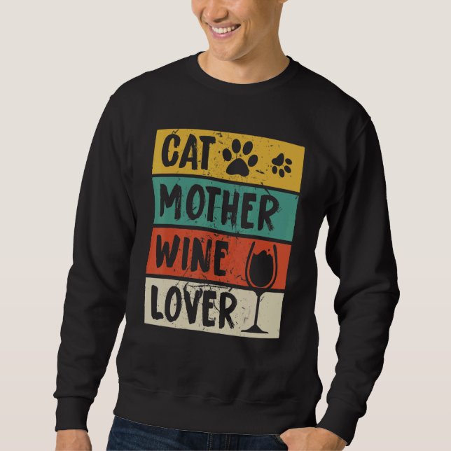 Sweatshirt Chat Mère Vin Foin Fête des mères (Devant)