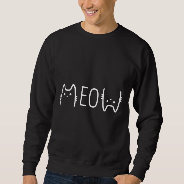 Sweatshirt Chat Mère Vin Meow Chat Fabriqué (Devant)