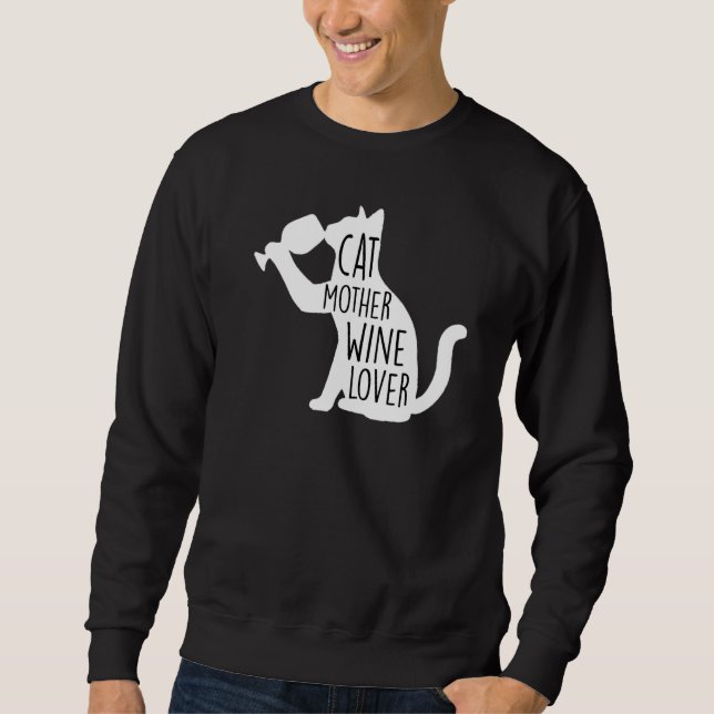 Sweatshirt Chat Mère Vin Noël Femmes Animaux de compagnie Vin (Devant)