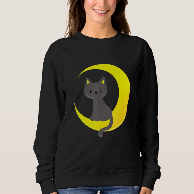 Sweatshirt Chat Mignon de Lune Clair de Lune Croissant Adorab (Devant)